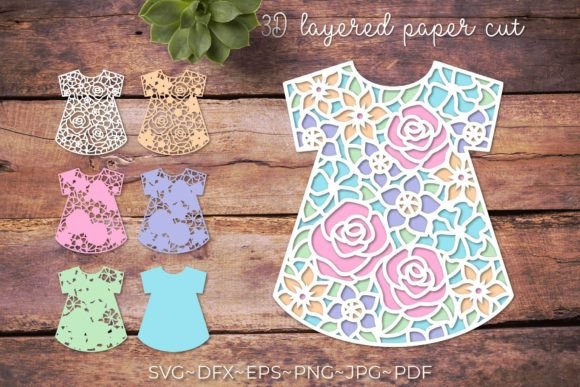 3D Baby Dress SVG: A Feminine Graphic Design Asset for Crafts and Content Creators