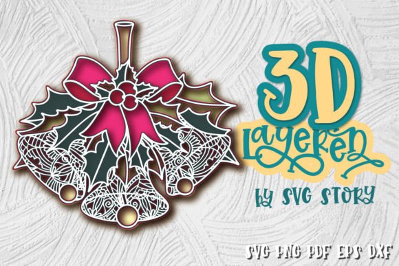 3D Christmas Bells Layered SVG Design for Laser Cutting & Winter Amp Projects