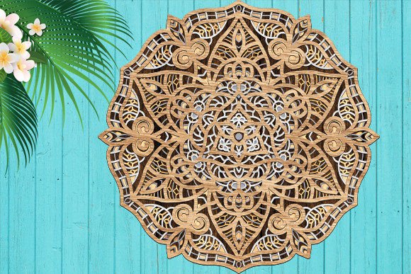 3D Laser Cut Mandala Flower: A Stunning Graphic Design Asset for Wall Decor and Web Projects