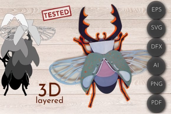 3D Layered Beetle SVG for Wall Decor: A Laser-Cut Design Asset Worth Adding to Your Kit