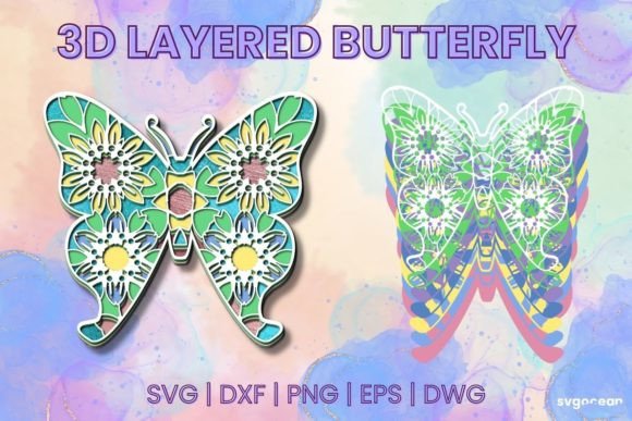 3D Layered Butterfly SVG: A Versatile Graphic Design Asset for Content Creators