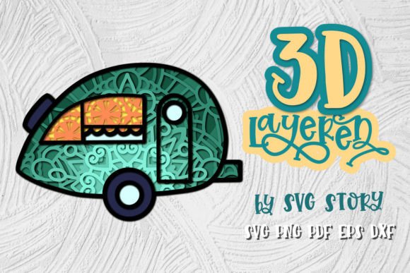 3D Layered Camper SVG Design for Laser Cutting Ornaments