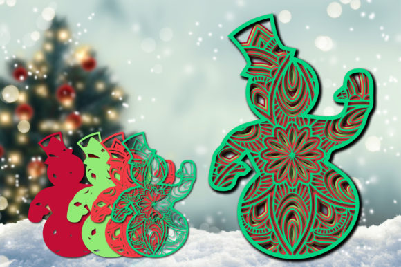 3D Layered Christmas Snowman File: 3D SVG for Seasonal Branding