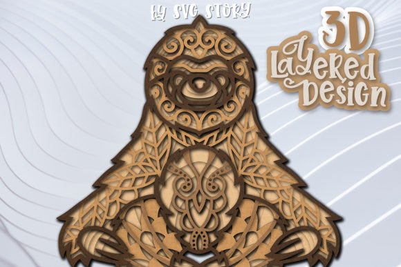 3D Layered Sloth SVG: A Creative Shapes Asset for Themed Designs