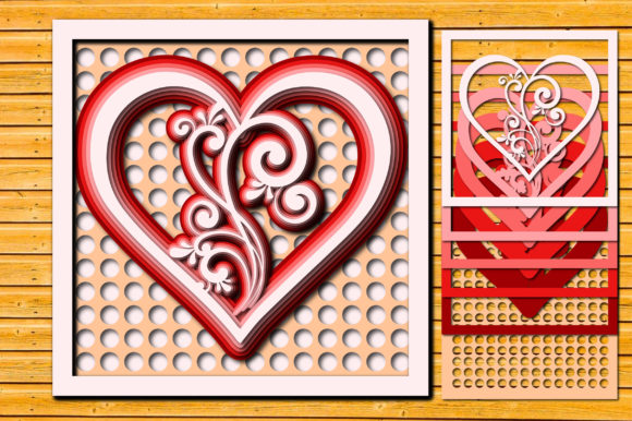 3D Paper Love Multilayered Heart 3D SVG and Shadow Boxes