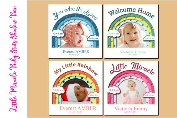 3D Rainbow Baby Stats Shadowbox SVG for Local Business Branding
