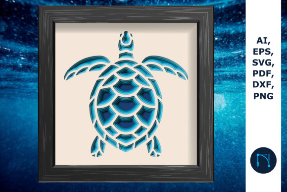 3D Shadow Box Sea Turtle SVG: A Versatile Graphic Design Asset for Content Creators