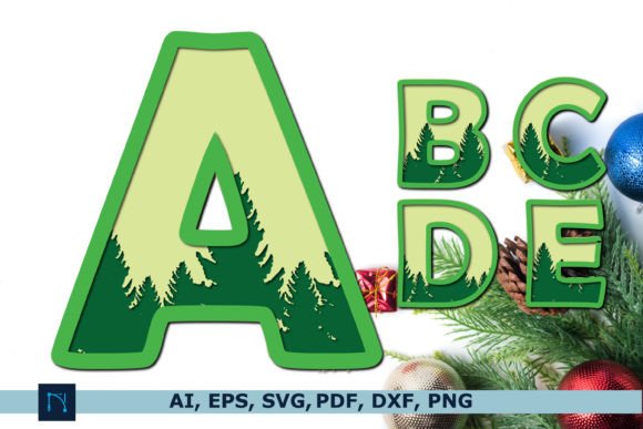 3D SVG Christmas Tree Alphabet for Festive Handmade Projects