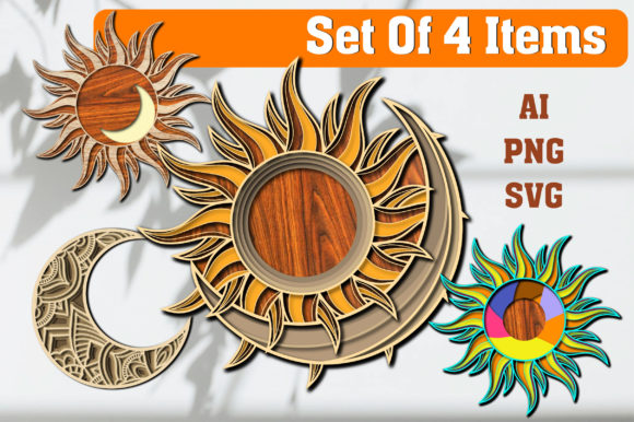 3D SVG Sun and Moon Shapes for Creative Projects