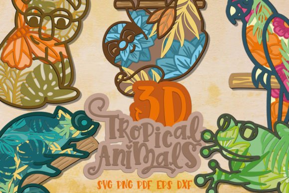 3D SVG Tropical Animal Shapes for Local Business Branding