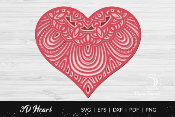 3D Valentine Love Mandala Cut File: A Design Asset for Heartfelt Branding
