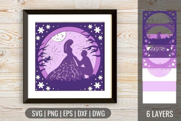 3D Wedding Shadow Box SVG for Real Craft Projects