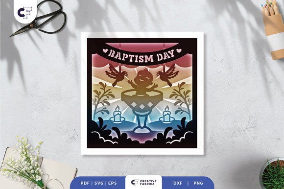 Baby Boy Baptism 3D SVG Shadow Box for Local Business Branding