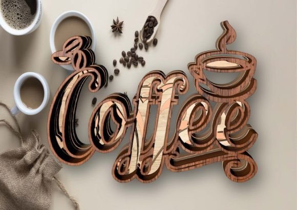 Coffee Cup 3D Mandala for Laser Cutting Shadow Box Projects