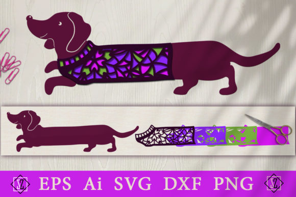 Dachshund in 3D Clothes SVG for Laser Cutting Ornaments