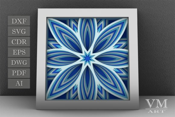 Flower 3D Layered Paper Cut for Laser Cutting and Shadow Boxes