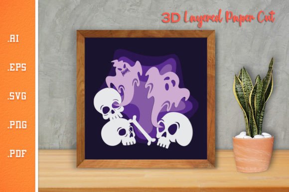 Halloween Ghost 3D SVG Paper Cut 7: Shadow Boxes & Crafts