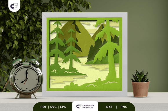 Large River in the Forest 3D Shadow Box: A 3D SVG Review for Countries And Travel Niches