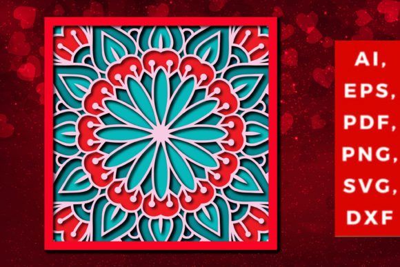 Layer Valentine Mandala 3D SVG for Laser Cutting Projects