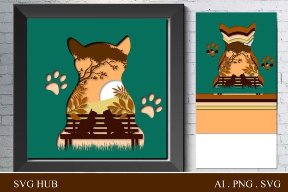 Layered Big Cat 3D Print Shadow Box