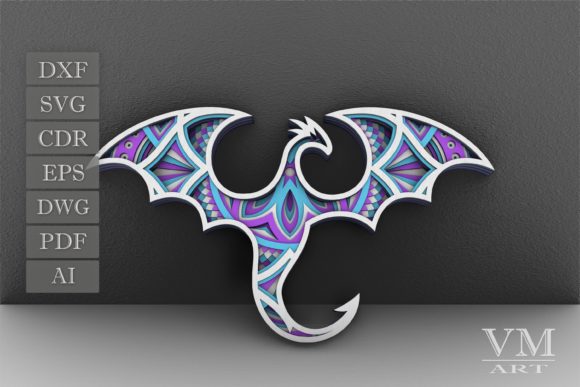 Layered Dragon Mandala SVG for Laser Cutting Wall Decor