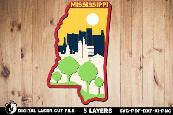 Mississippi, 3D Layered Laser: A Polished Graphic Design Asset for Content Creators