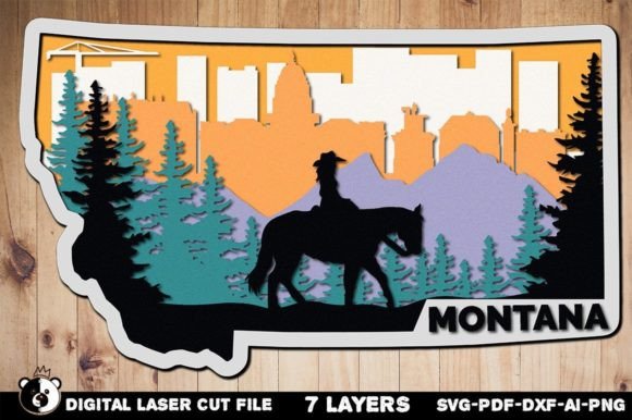 Montana 3D Layered Laser Cut: A Strong SVG Design for Creative Branding