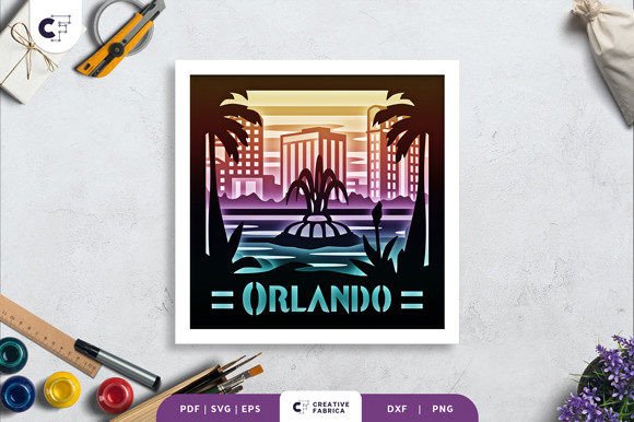 Orlando, Florida 3D SVG Shadow Box for Handmade Creations