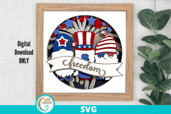 Patriotic Gnomes 3D SVG: A Festive Shadow Box for Local Business Branding